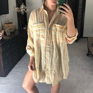 Yellow striped beach coverup